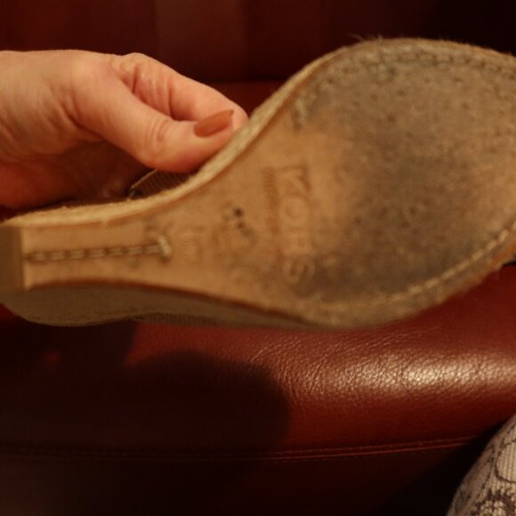 $250 Michael Kors Vivian Washed Canvas peep toe sandals espadrilles beige 6.5 M - Picture 11 of 13